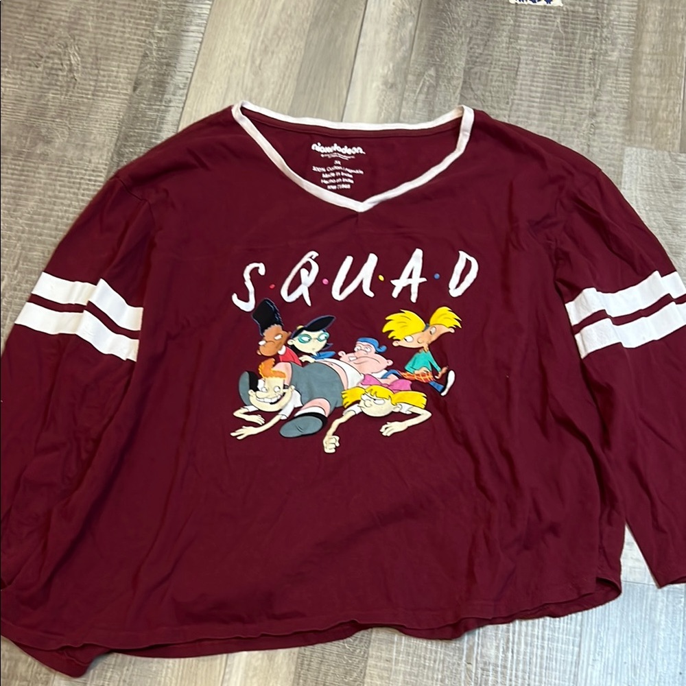 Nickelodeon Hey Arnold‎ Maroon women’s 3X Squad Shirt